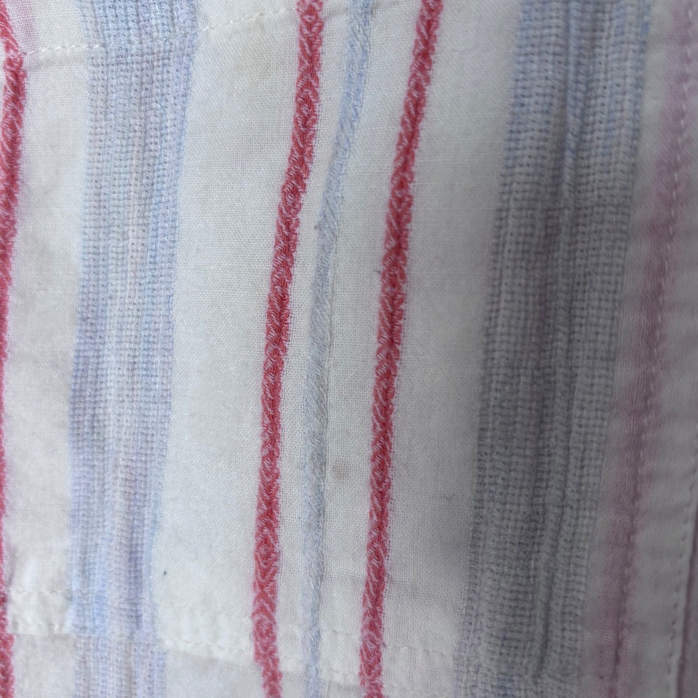 Madewell Striped Pastel Short Sleeve Button Down Cotton Shirt Size XS Red Blue - Picture 6 of 9